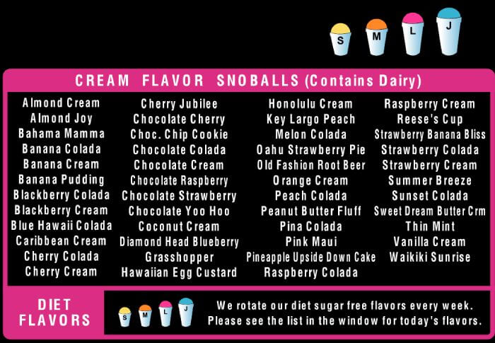 Cream Flavor Snoballs Menu hawaiian snoball stand md (1)