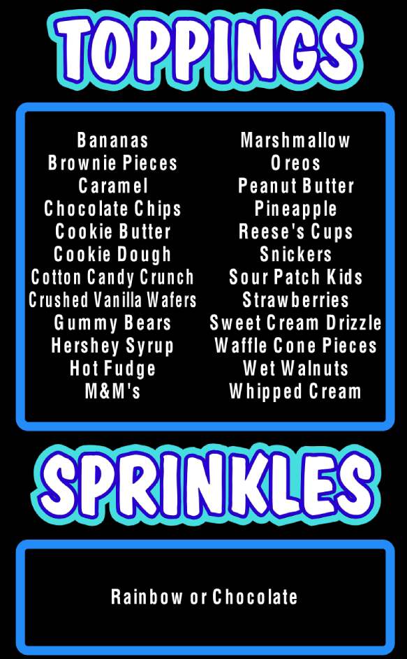ice cream toppings and sprinkles original hawaiian stand menu